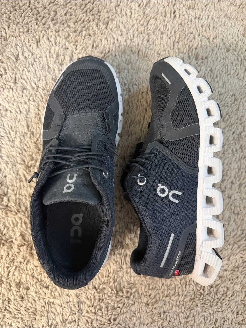 On Cloud Women's Athletic Shoes in Black and White